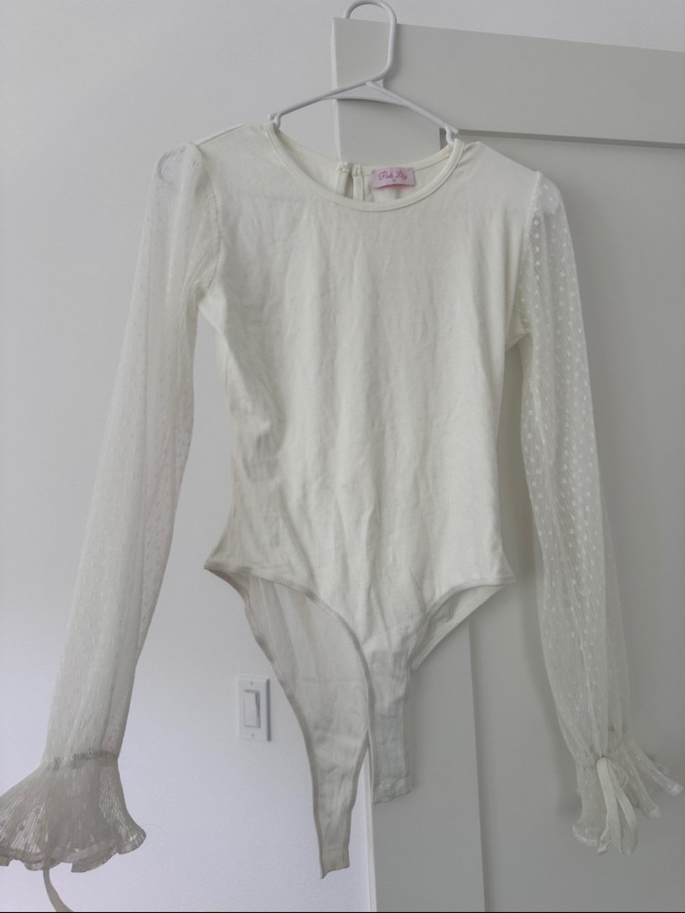 Pink Lily Cream Long-Sleeve Girls' One-Piece Bodysuit